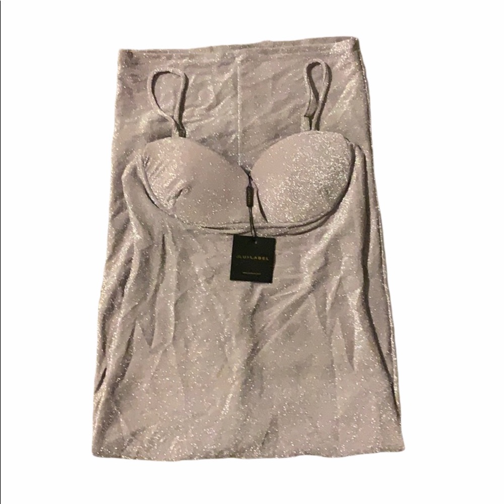 NWT JLUXLABEL Lilac Silver Semi Sparkle Midi Dress